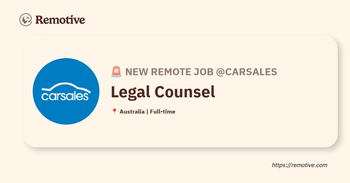 [Hiring] Legal Counsel @carsales