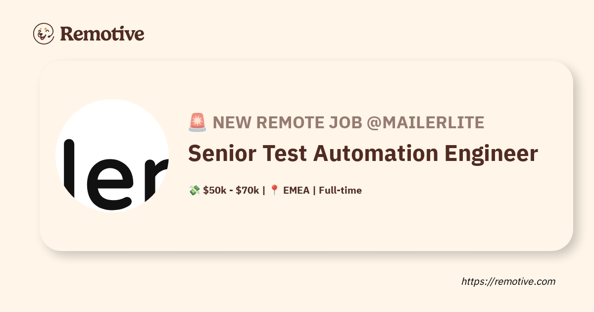 [Hiring] Senior Test Automation Engineer @MailerLite